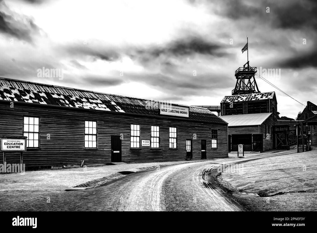 Original gold smelting factory circa late 1800s from the gold rush era Stock Photo