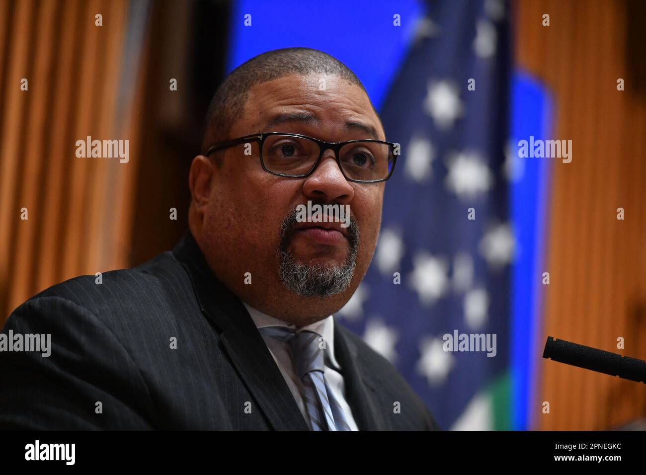 Manhattan District Attorney (DA) Alvin Bragg makes a public safety