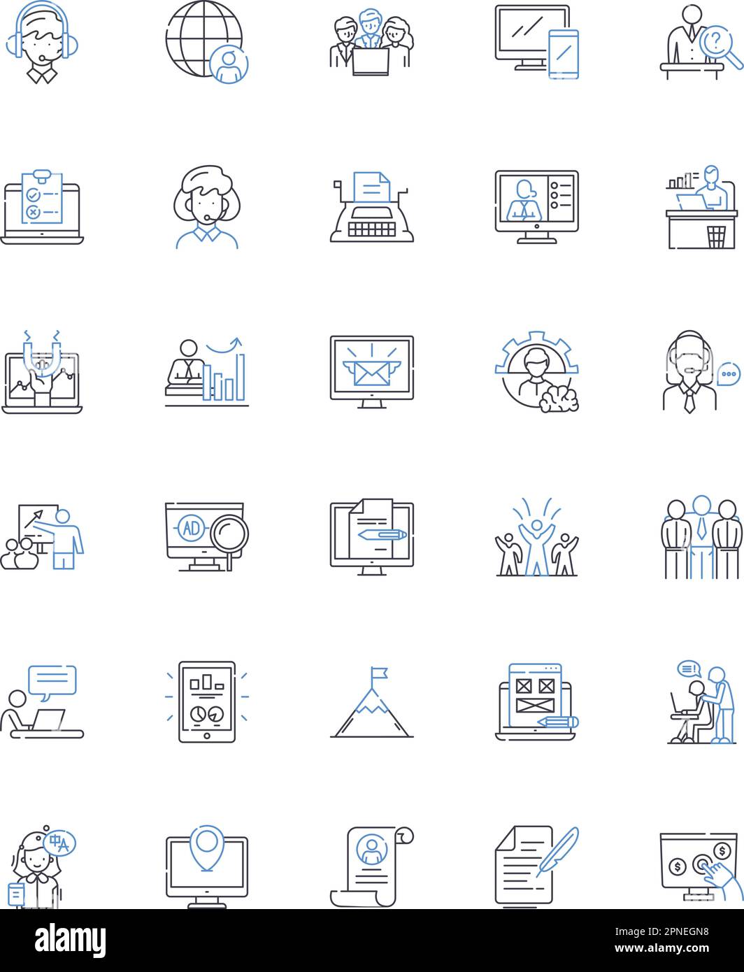 Task force line icons collection. Strategy, Coordination, Collaboration ...