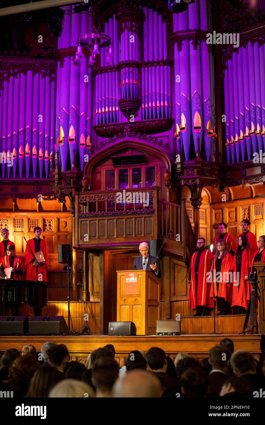 Former US president Bill Clinton gives a speech at a posthumous tribute ...