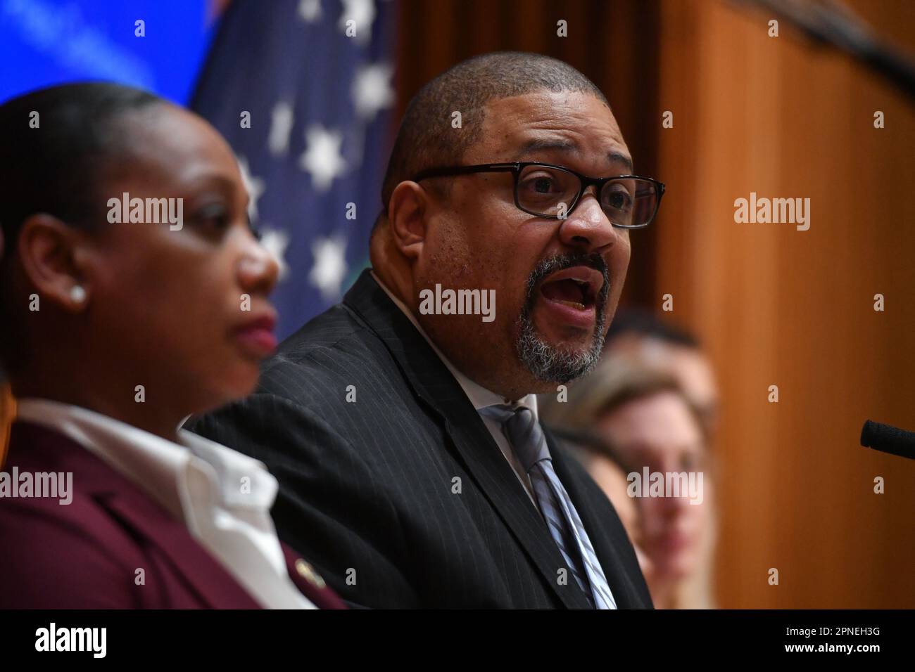 Manhattan District Attorney (DA) Alvin Bragg makes a public safety