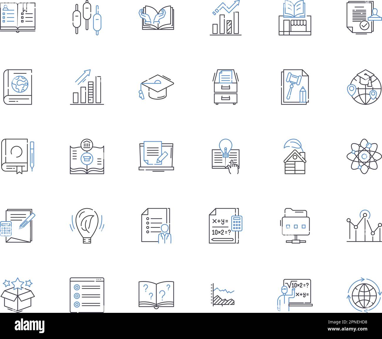 Linguistic analysis line icons collection. Phtics, Morphology, Syntax, Semantics, Pragmatics, Discourse, Phonology vector and linear illustration Stock Vector