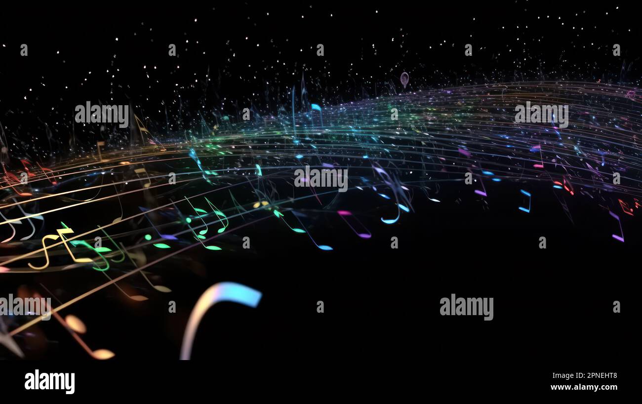 This photo depicts a stream of musical notes traveling through optic