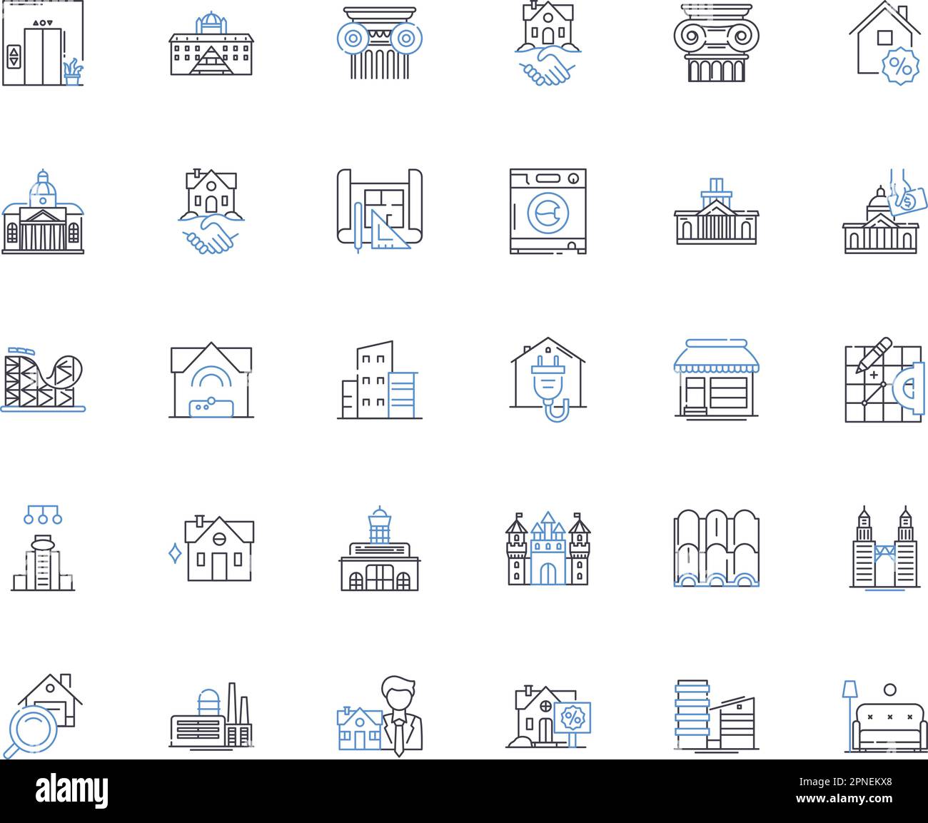 Boarding homes line icons collection. Accommodations, Housing, Lodging, Convalescence, Comfort, Companionship, Support vector and linear illustration Stock Vector