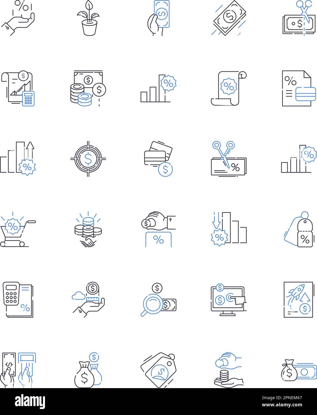 Income generation line icons collection. Entrepreneurship, Investment, Freelancing, Gig Economy, Royalties, Rent, Dividends vector and linear Stock Vector