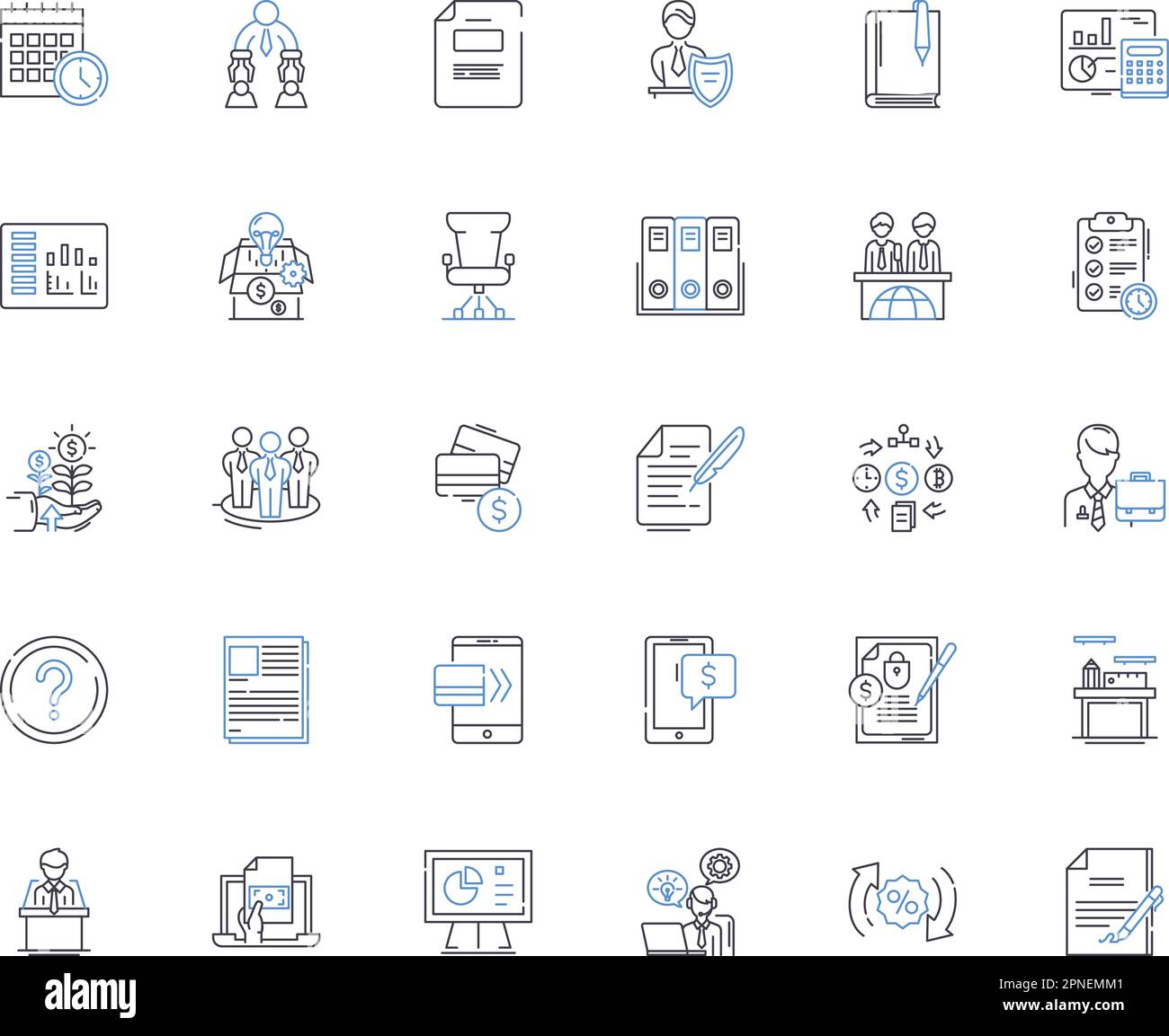 Accounting principles line icons collection. Assets, Liabilities, Equity, Revenue, Expenses, Cost, Financial Statements vector and linear illustration Stock Vector