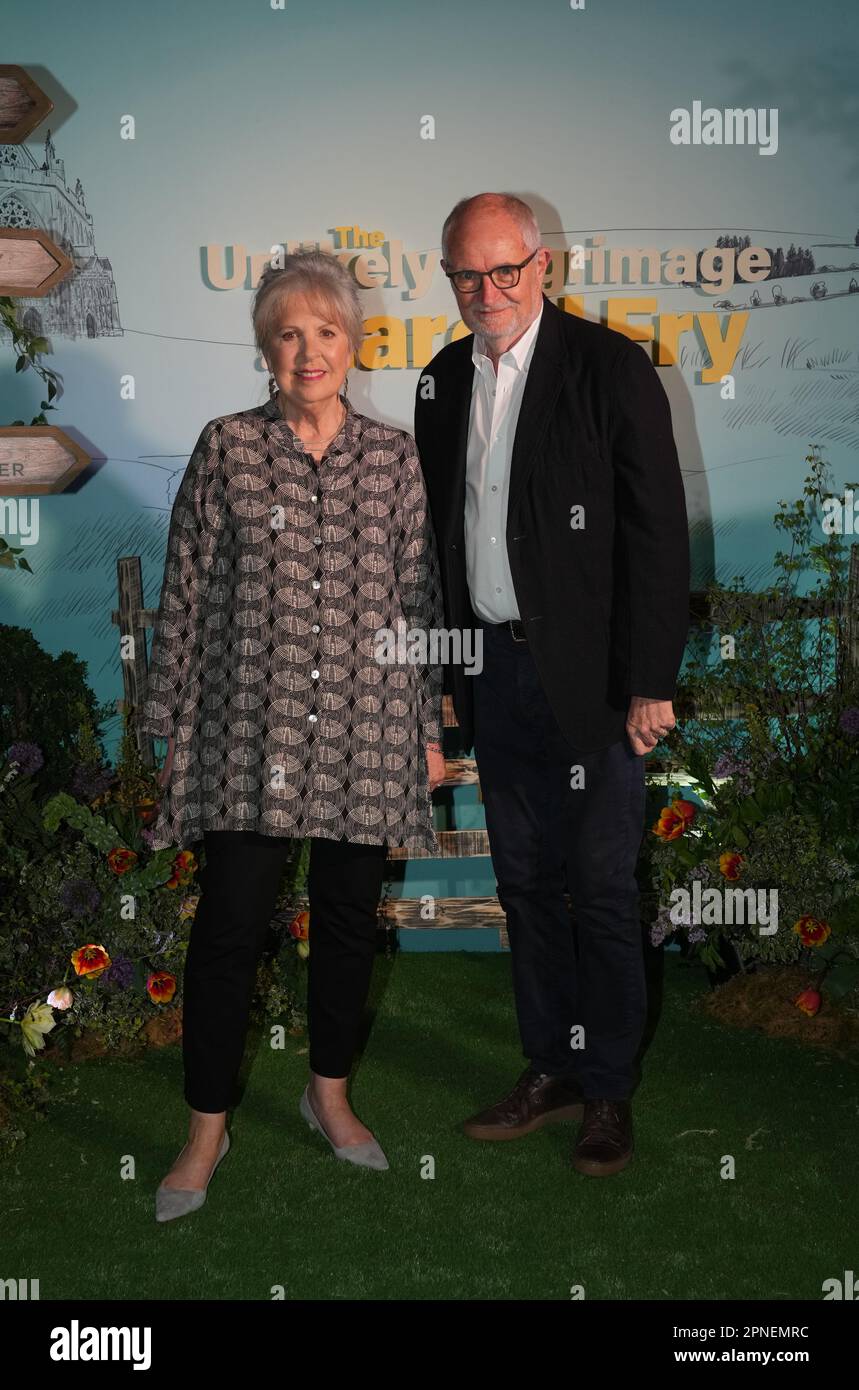 Dame Penelope Wilton and Jim Broadbent, attends the gala screening of The Unlikely Pilgrimage of Harold Fry, at the Ham Yard Hotel in London. Picture date: Tuesday April 18, 2023. Stock Photo