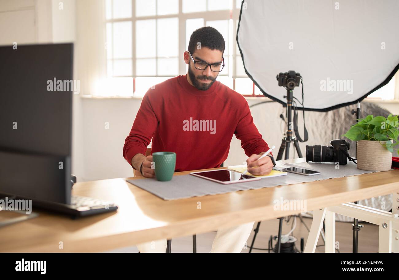 Creative graphic designer working on project at office Stock Photo