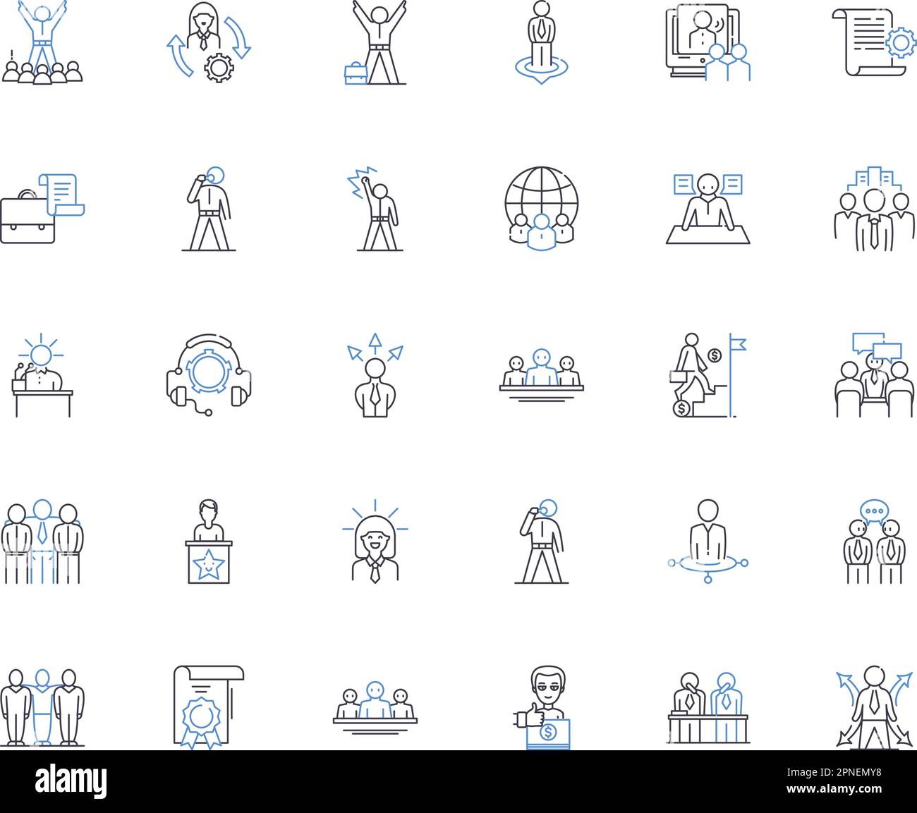 Public affairs line icons collection. Politics, Government, Society, Democracy, Advocacy, Legislation, Activism vector and linear illustration. Power Stock Vector