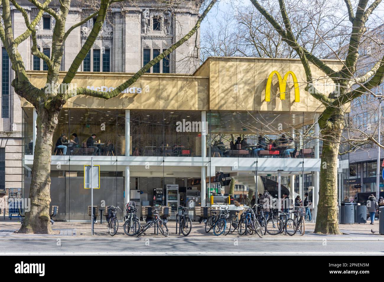 McDonald's hamburger restaurant, Coolsingel, Rotterdam Centrum, Rotterdam, South Holland Province, Kingdom of the Netherlands Stock Photo