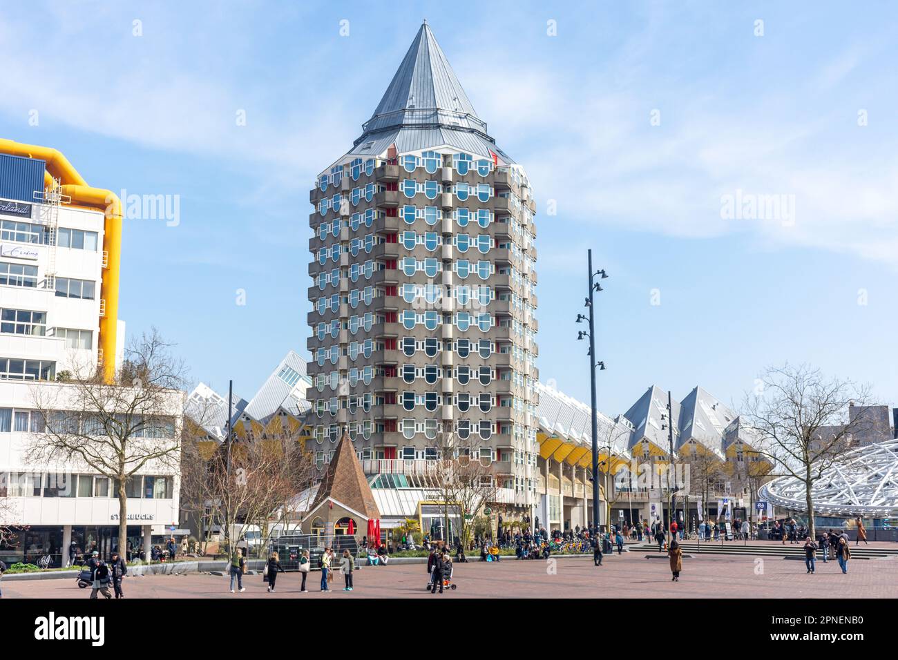 Apartment building, Hoogstraat, Stadsdriehoek, Rotterdam, South Holland Province, Kingdom of the Netherlands Stock Photo