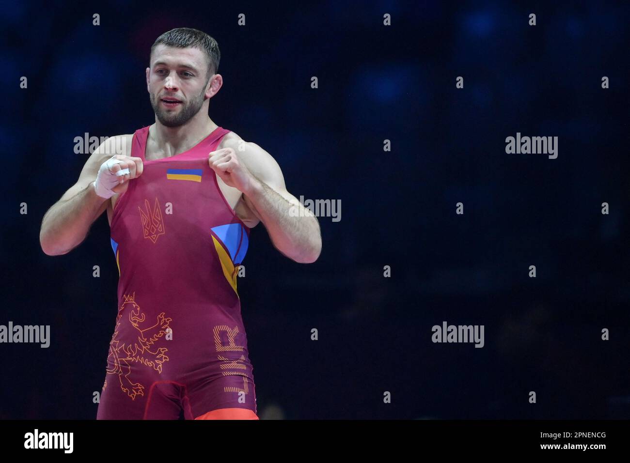 ZAGREB, CROATIA APRIL 18 Vasyl Mykhailov of Ukraine celebrates after