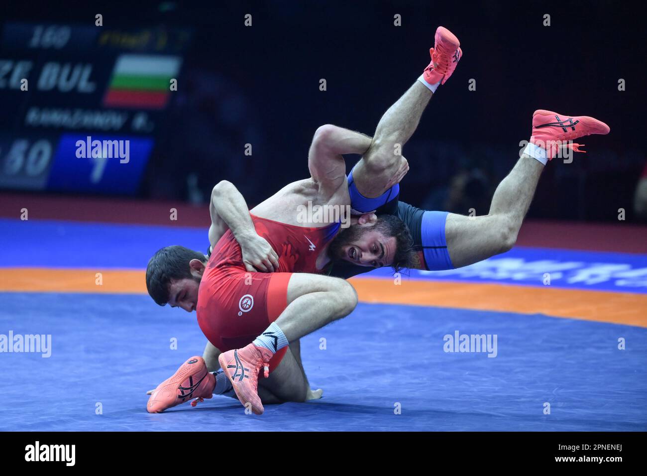 CROATIA APRIL 18 Haji Aliyev of Azerbijan (red) competes against