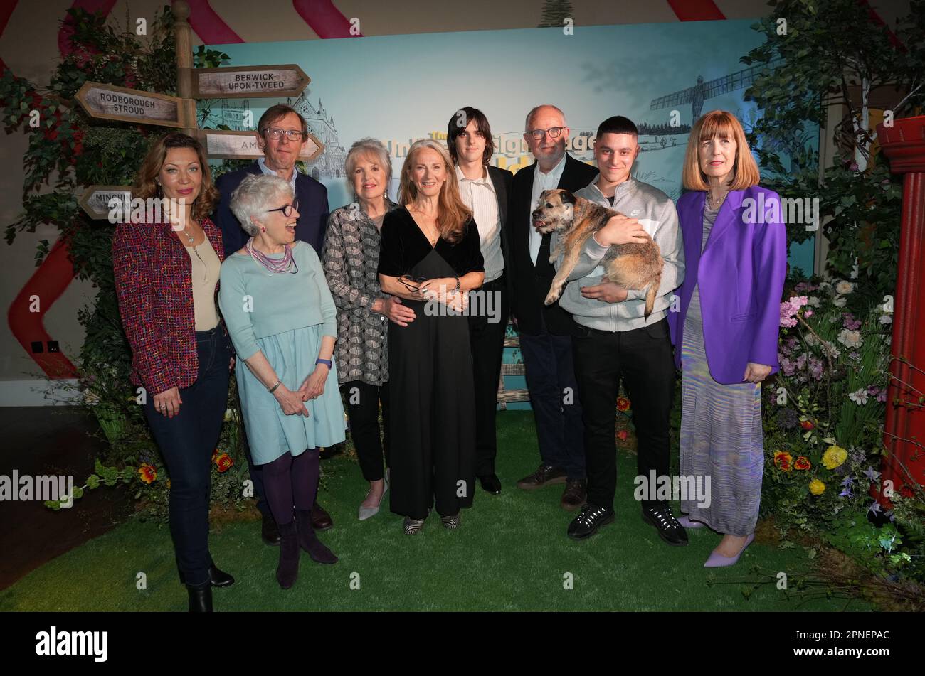 (left to right) Monika Gossmann, Marilyn Milgrom, Kevin Loader, Dame Penelope Wilton, Rachel Joyce, Earl Cave, Jim Broadbent, Daniel Frogson and Juliet Dowling, attends the gala screening of The Unlikely Pilgrimage of Harold Fry, at the Ham Yard Hotel in London. Picture date: Tuesday April 18, 2023. Stock Photo