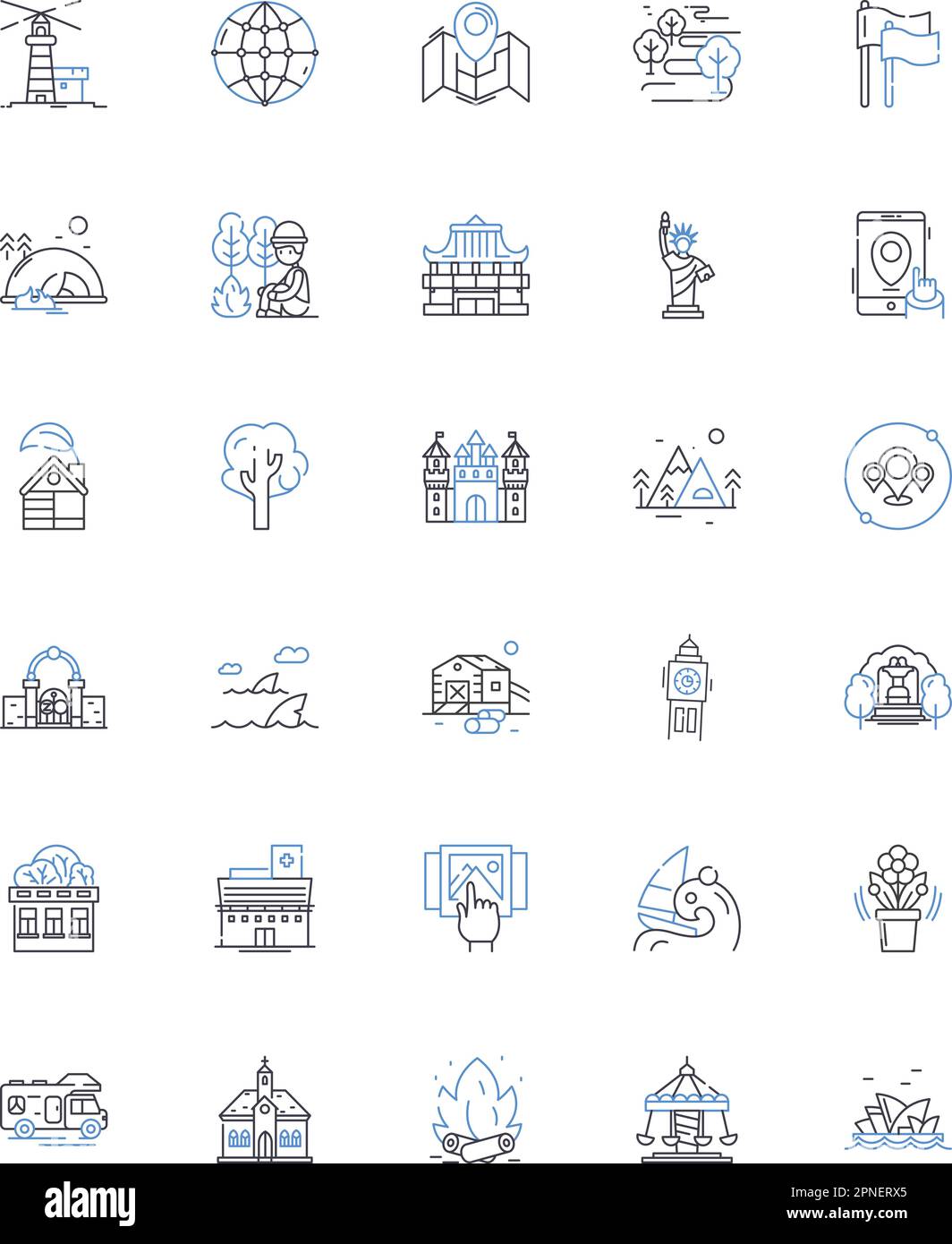 Adventure organizer line icons collection. Expedition, Trek, Journey ...