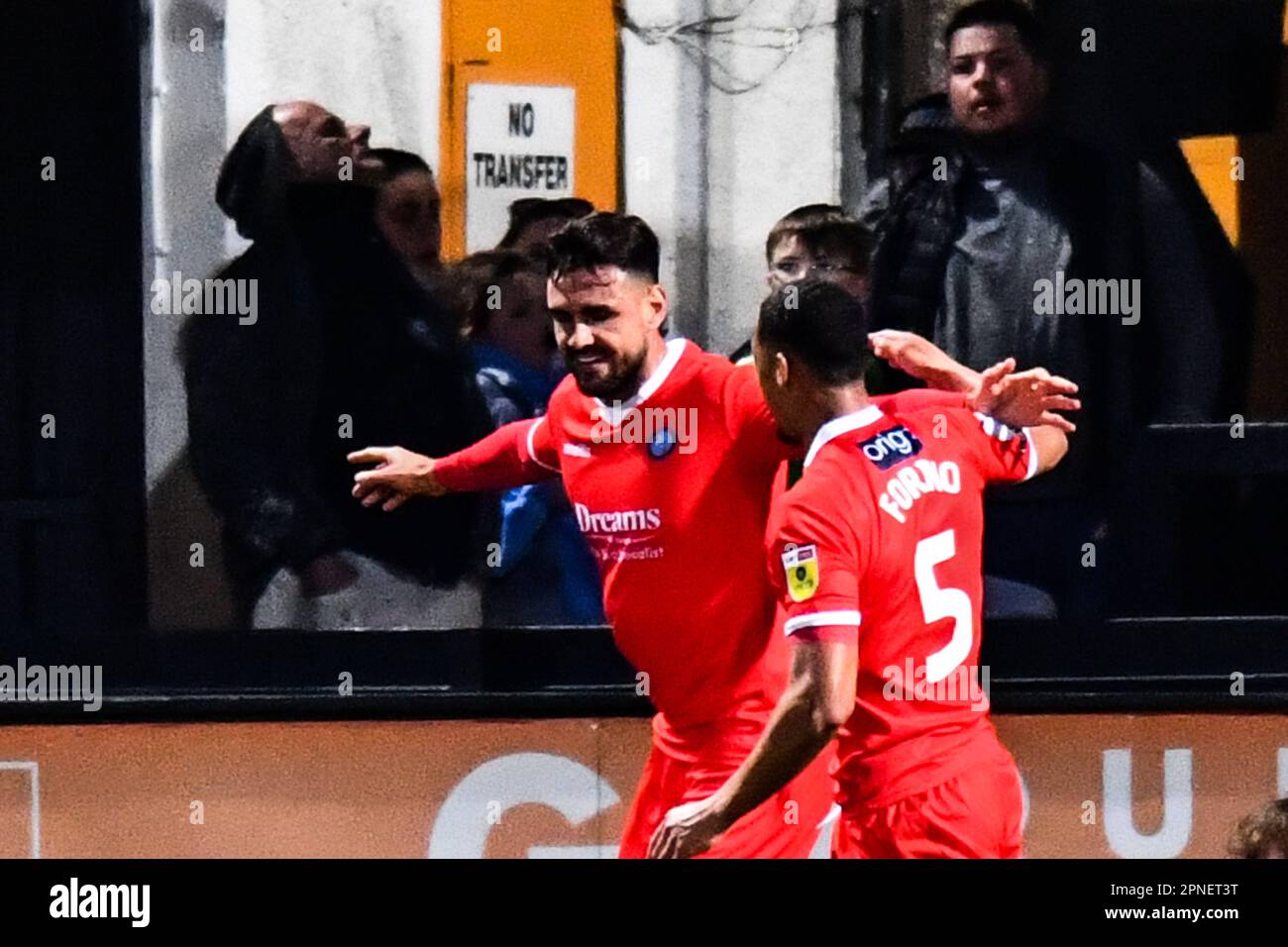 Ryan Tafazolli (6 Wycombe Wanderers) celebrates after scoring during the Sky Bet League 1 match between Cambridge United and Wycombe Wanderers at the R Costings Abbey Stadium, Cambridge on Tuesday 18th April 2023. (Photo: Kevin Hodgson | MI News) Credit: MI News & Sport /Alamy Live News Stock Photo