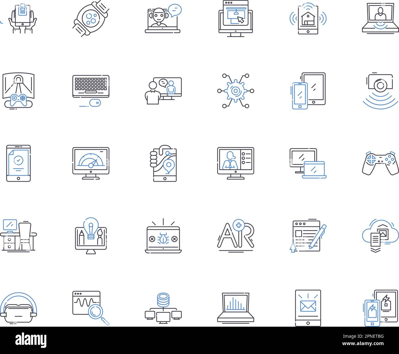 Data analysis line icons collection. Analytics, Statistics, Metrics, Visualization, Insights, Trends, Forecasting vector and linear illustration Stock Vector