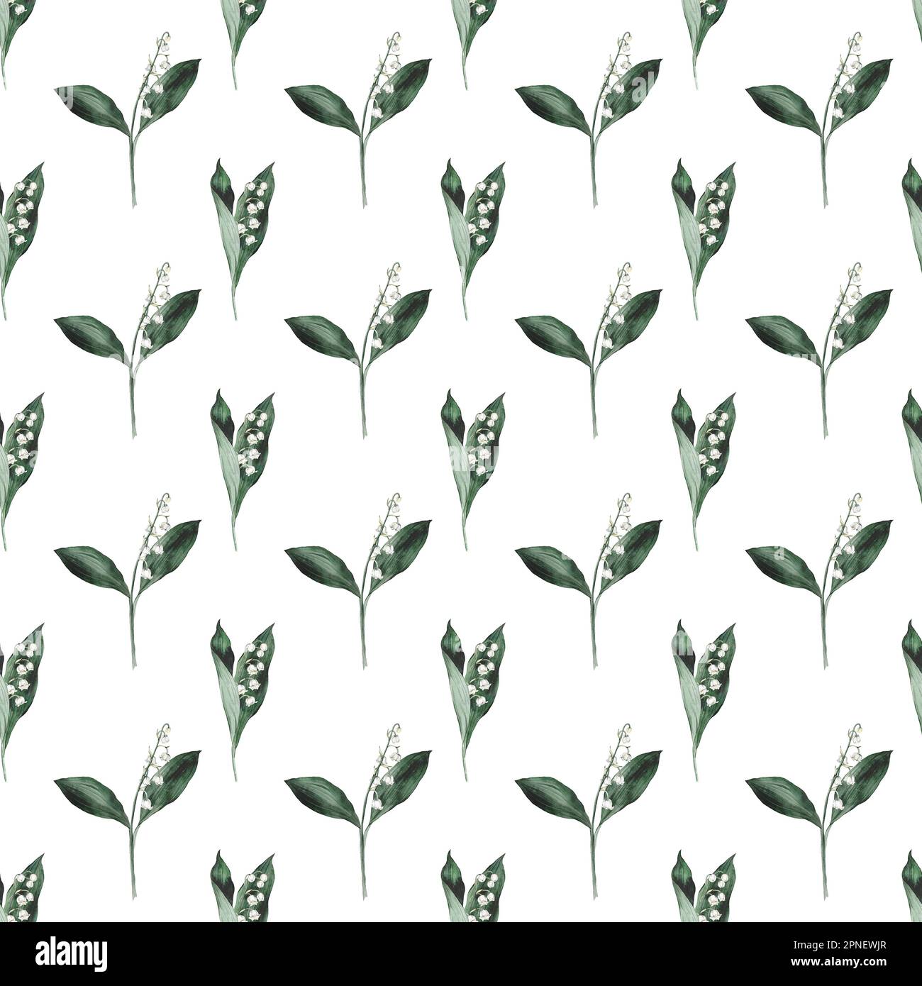 Floral pattern spring lily of the valley. Watercolor seamless
