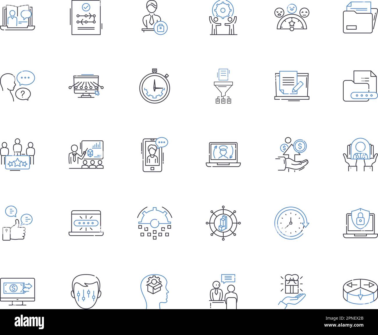 Economic partnerships line icons collection. Collaborations, Alliances, Synergy, Trade, Investments, Agreements, Cooperation vector and linear Stock Vector