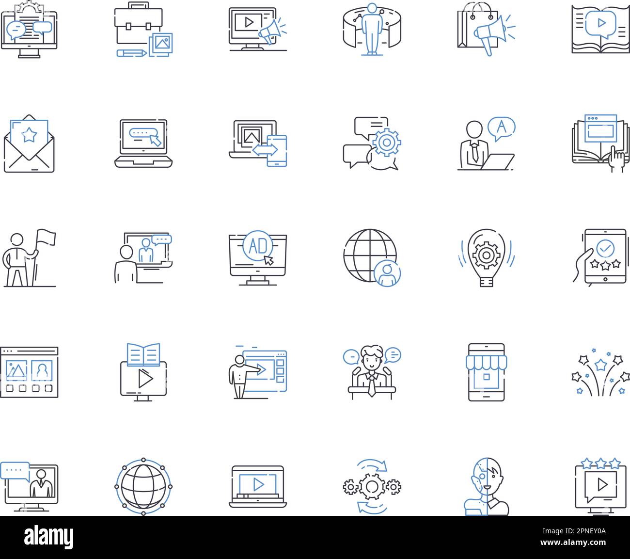 Economic policy line icons collection. Inflation, Unemployment, Taxation, Stimulus, Fiscal, Mtary, Interest rates vector and linear illustration Stock Vector