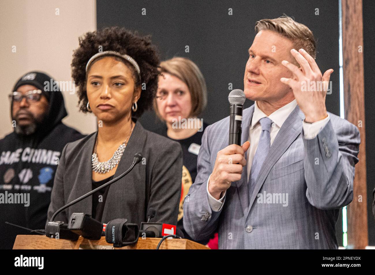 Jayland Walker family attorney Bobby DiCello speaks as attorney Paige