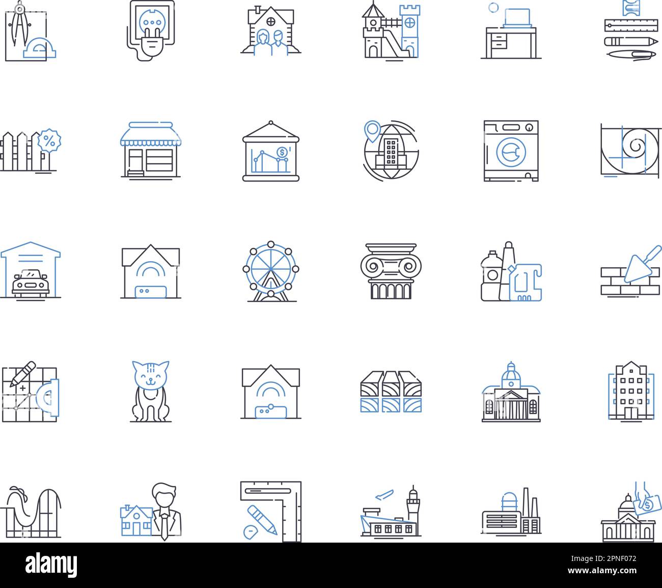 Homes line icons collection. Abode, Residence, Dwelling, Shelter, Habitation, Homestead, Mansion vector and linear illustration. Bungalow,Villa Stock Vector
