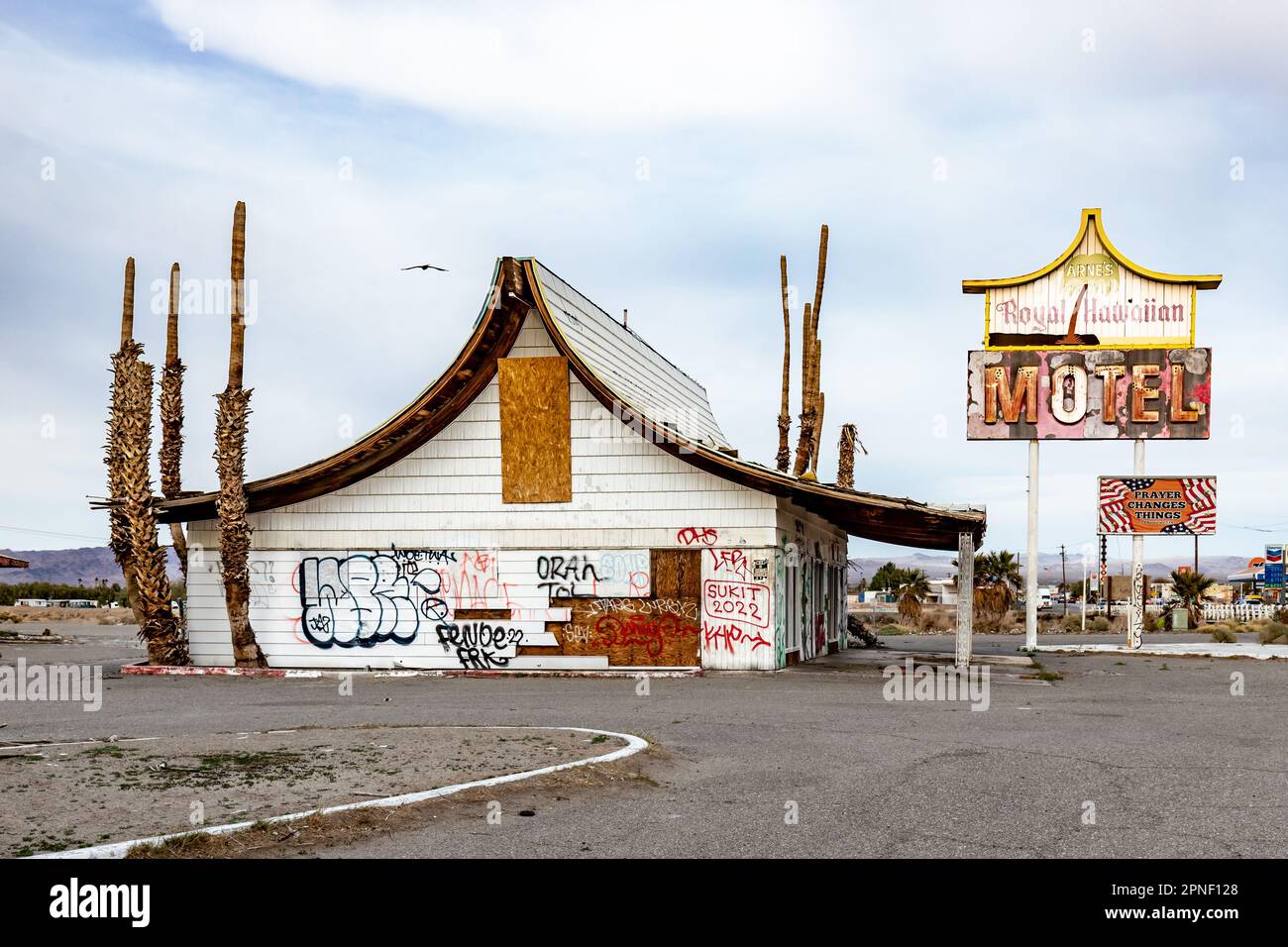 Baker CA USA Remains of Arne's Royal Hawaiian Motel off of