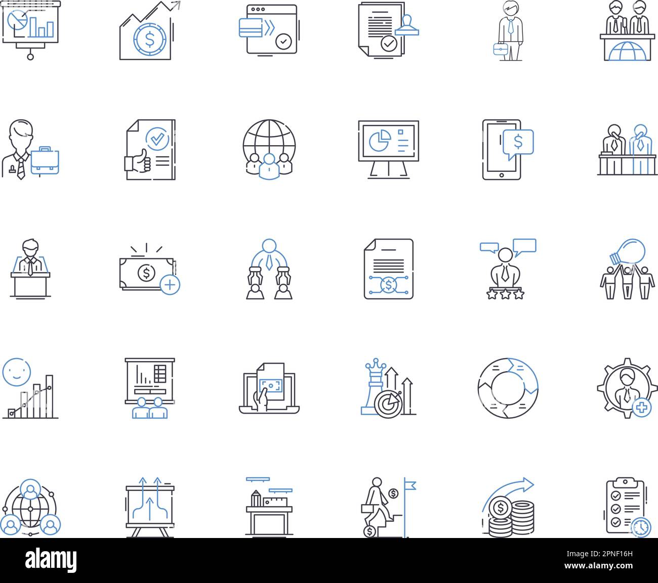 Financial analysis and planning line icons collection. Budgeting ...