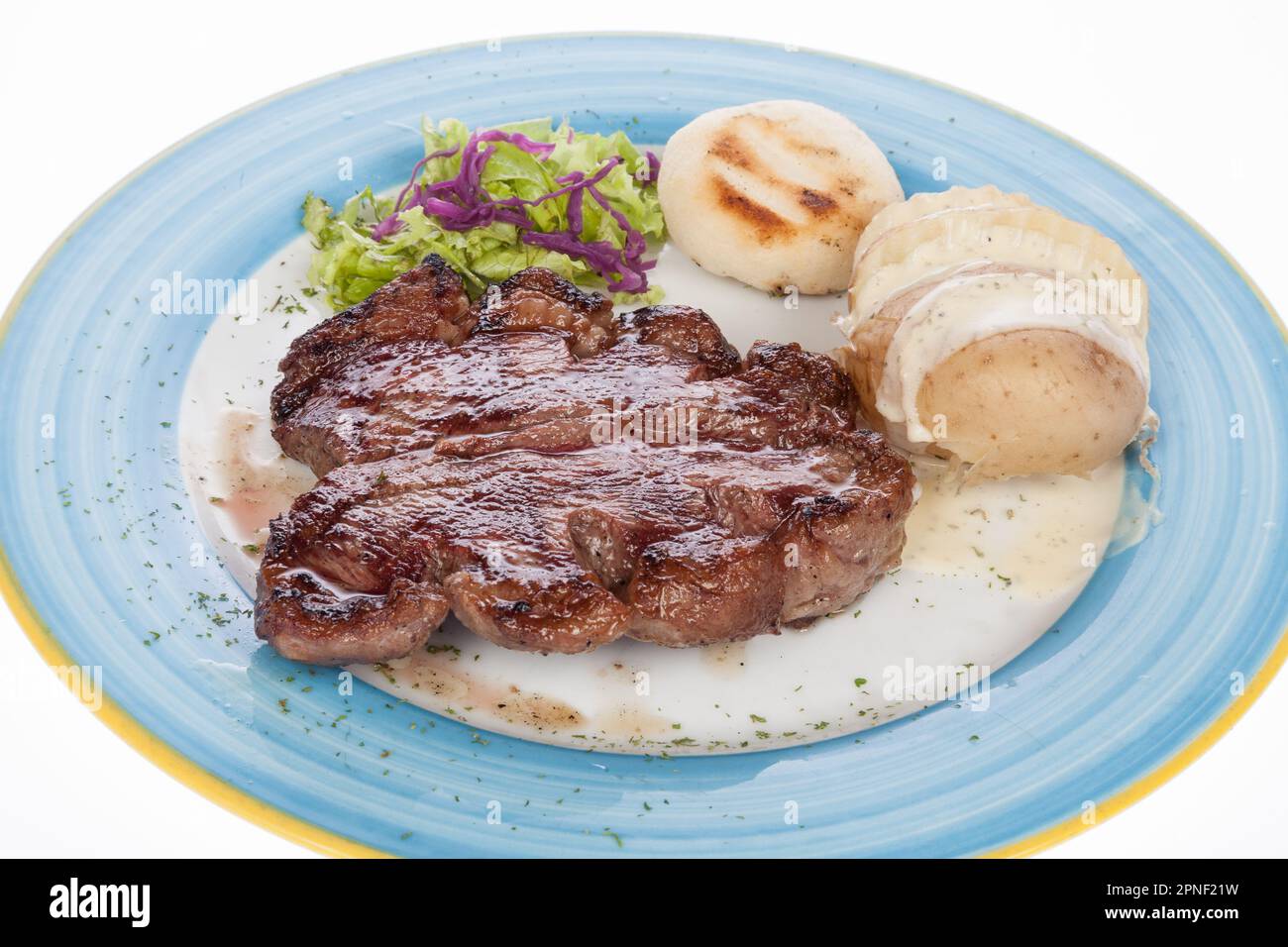 Punta De Anca - Tasty Cut Of Roast Beef With Steamed Potatoes Stock