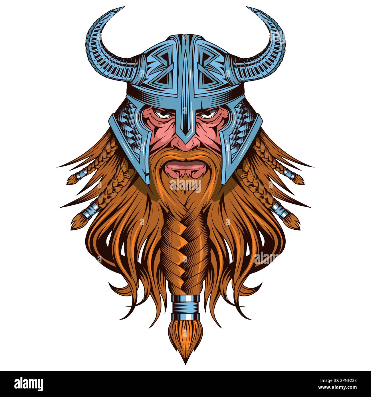 Viking warrior. Vector illustration of a muscular berserker. Sinister fantastic people Stock Vector