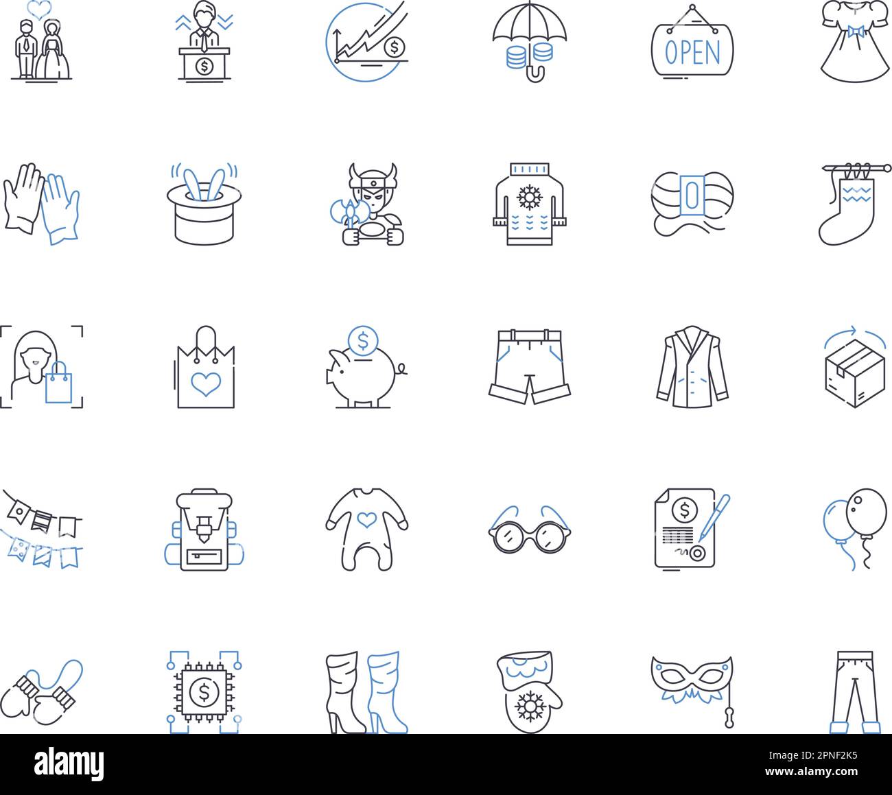 Film industry line icons collection. Cinema, Hollywood, Blockbuster, Sequel, Indie, Auteur, Casting vector and linear illustration. Box office Stock Vector