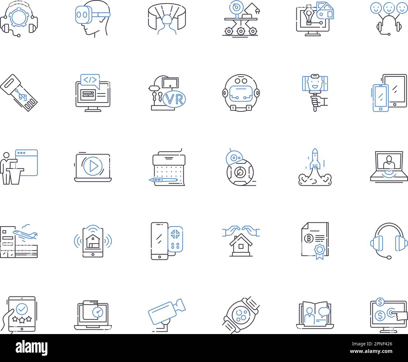 Digital fabrication line icons collection. D Printing, Laser Cutting, Milling, Prototyping, Additive Manufacturing, CNC, Fabrication vector and linear Stock Vector