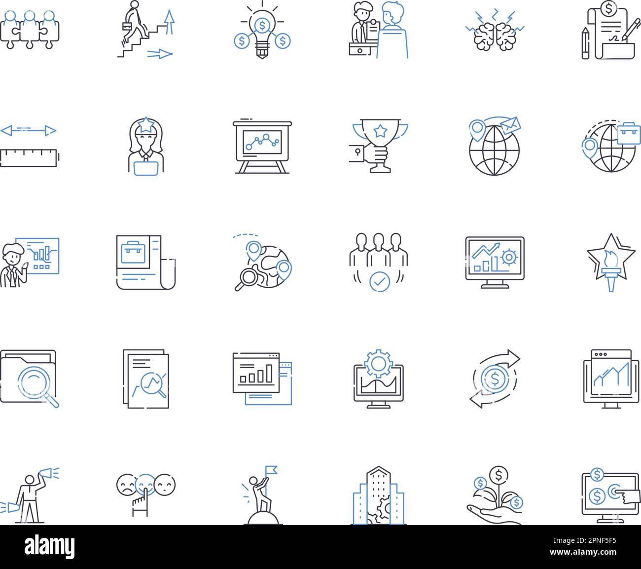 Enterprise evolution outline icons collection. Growth, Adaptation ...