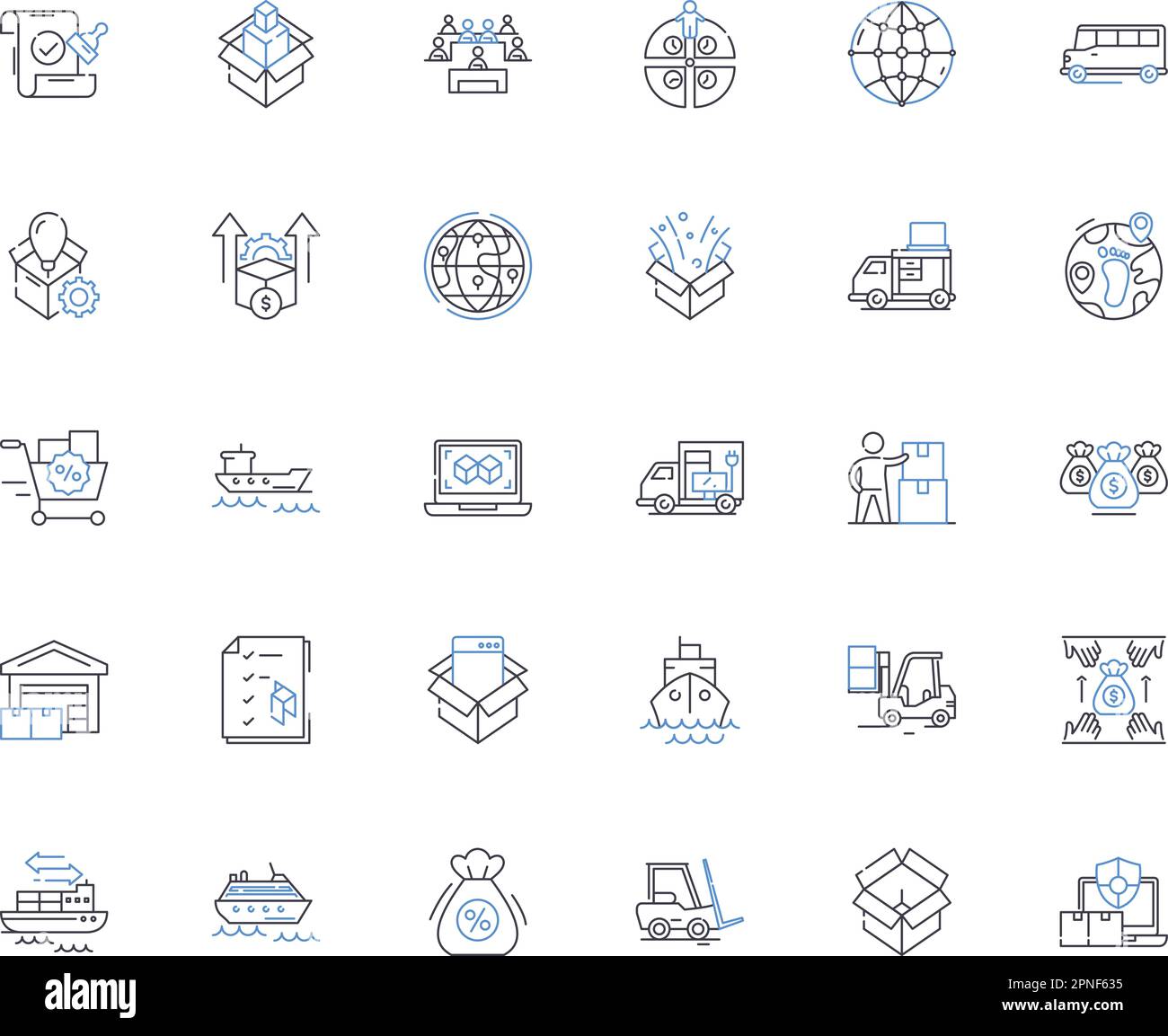 Mail carriers line icons collection. Deliveries, Postal, Packages, Letters, Couriers, Mailman, Routes vector and linear illustration. Parcels,Postmark Stock Vector
