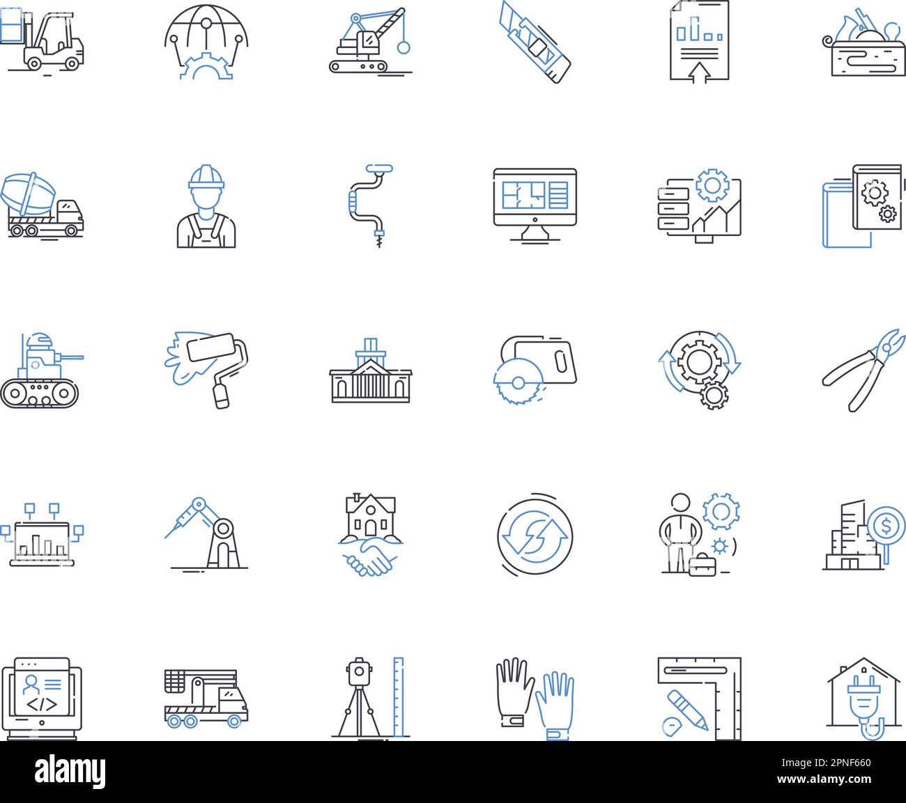 Fabricator line icons collection. Welding, Cutting, Fabrication, Metalwork, Machining, Engineering, Design vector and linear illustration Stock Vector