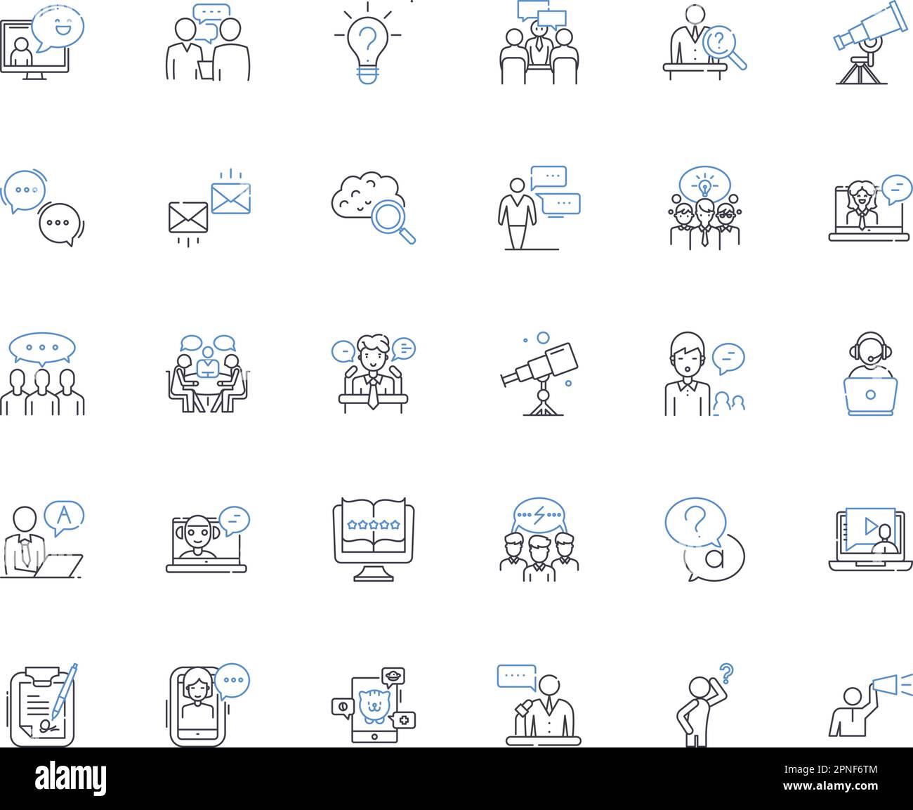 Interrogations and replies line icons collection. Inquiry, Query 