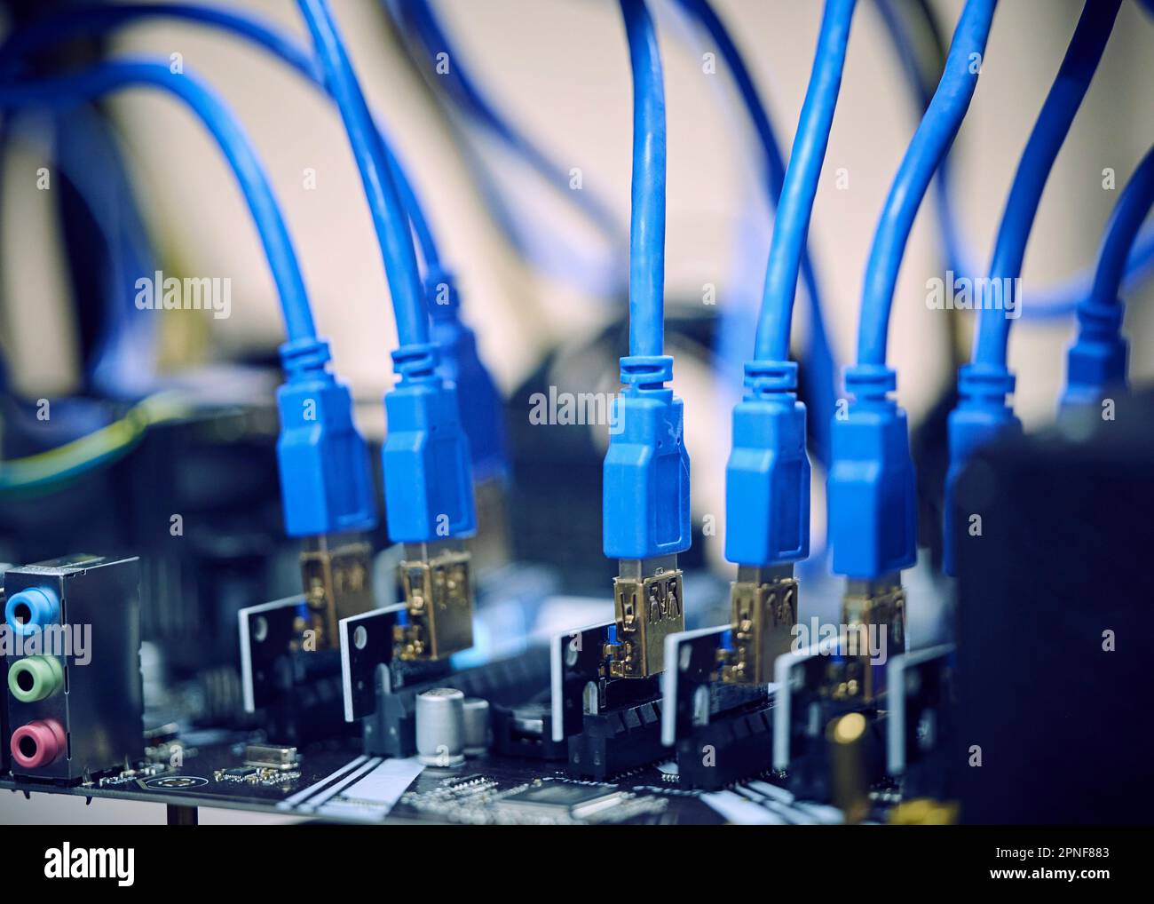 Closeup of computer cables in server room Stock Photo Alamy