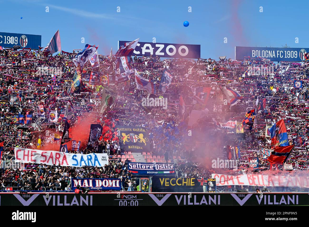 Fans of Bologna during the italian soccer Serie A match Bologna FC