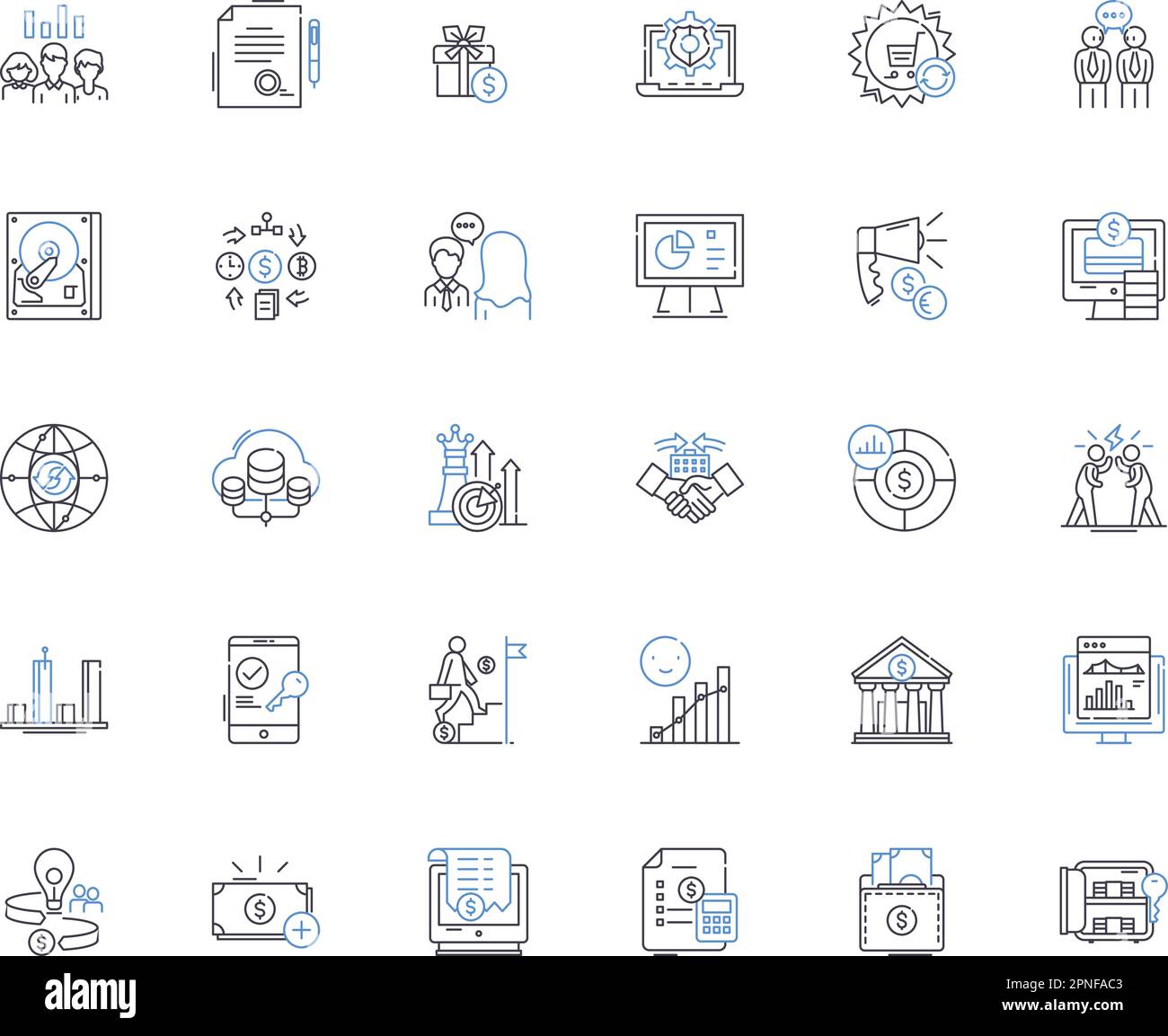 Integration line icons collection. Synthesis, Fusion, Unity, Harmony, Coherence, Incorporation, Consolidation vector and linear illustration Stock Vector
