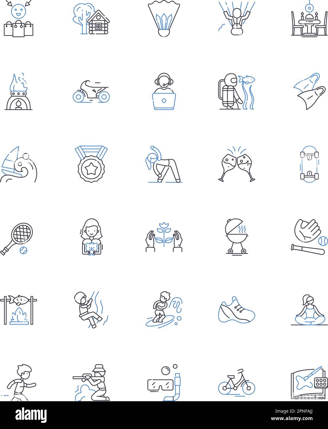 Athleticism line icons collection. Agility, Strength, Endurance, Flexibility, Coordination