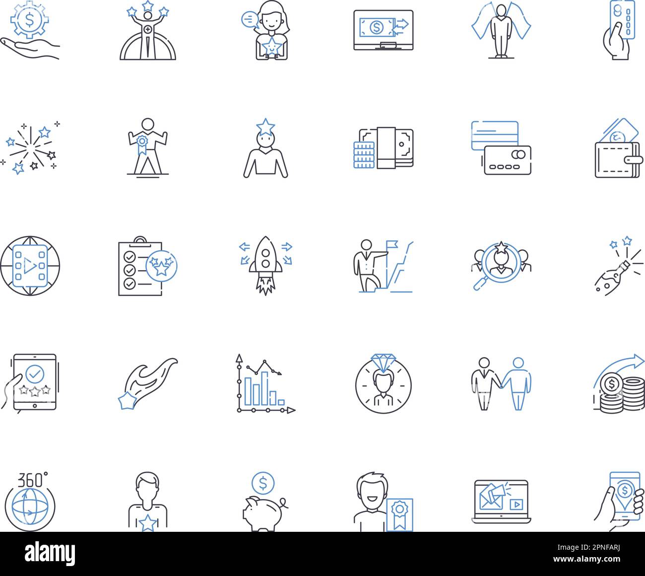 Expense budgeting line icons collection. Allocation, Planning, Control, Forecasting, Analysis, Management, Tracking vector and linear illustration Stock Vector