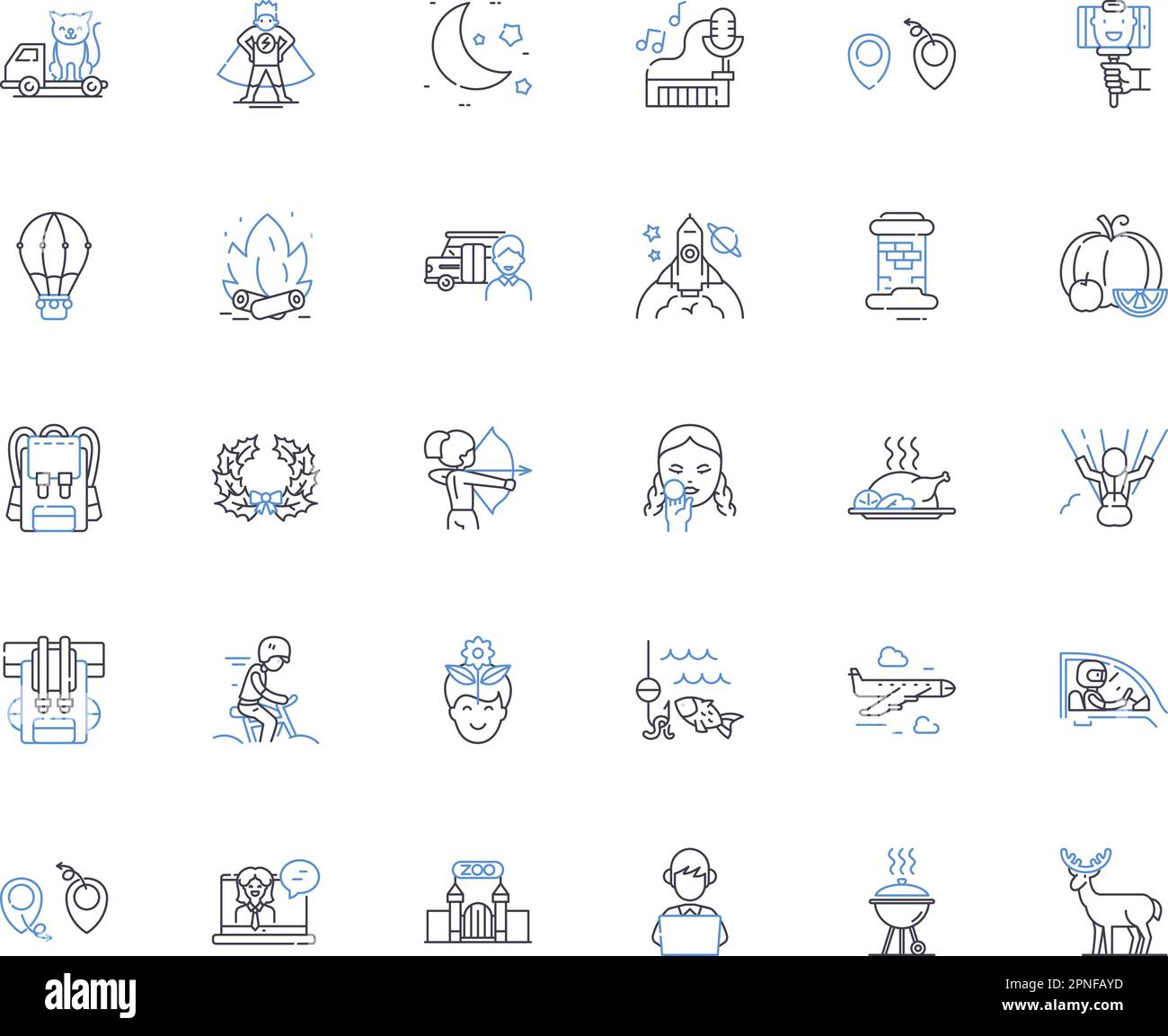 Social gatherings line icons collection. Parties, Gatherings, Festivals, Reunions, Celebrations, Assemblies, Get-togethers vector and linear Stock Vector