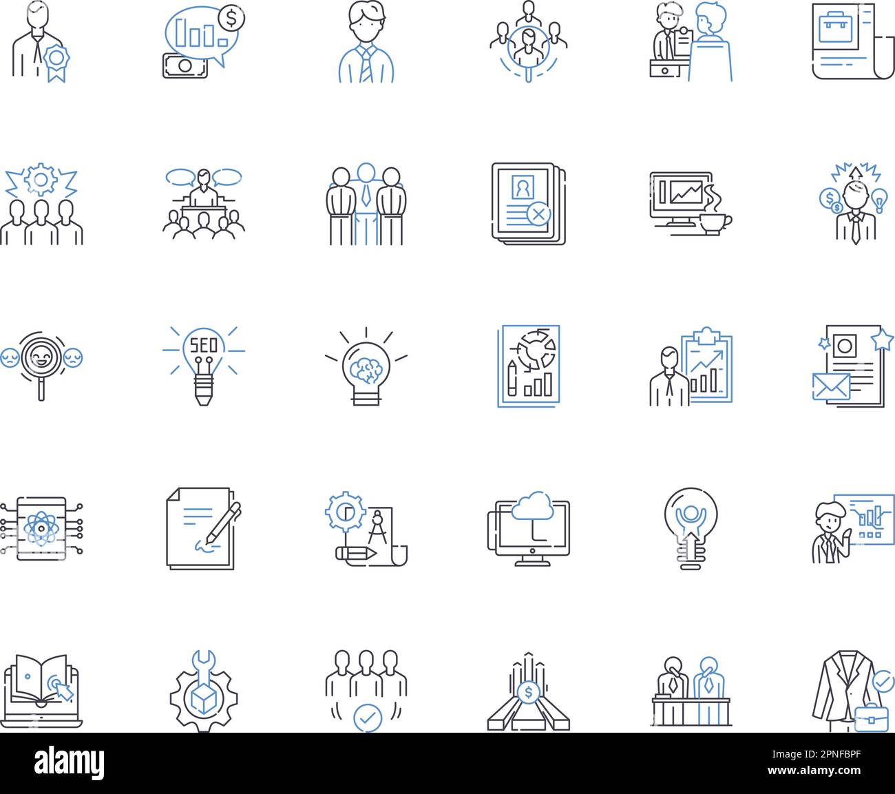 Economic study line icons collection. Inflation, Recession, Globalization, Unemployment, Supply, Demand, Macroeconomics vector and linear illustration Stock Vector