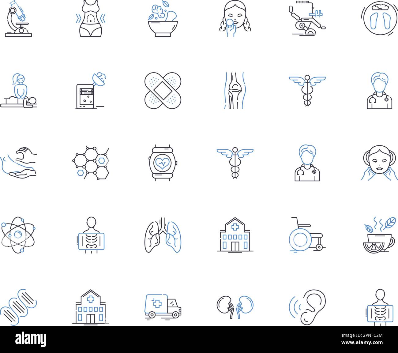 Physical test line icons collection. Flexibility, Endurance, Strength, Agility, Balance