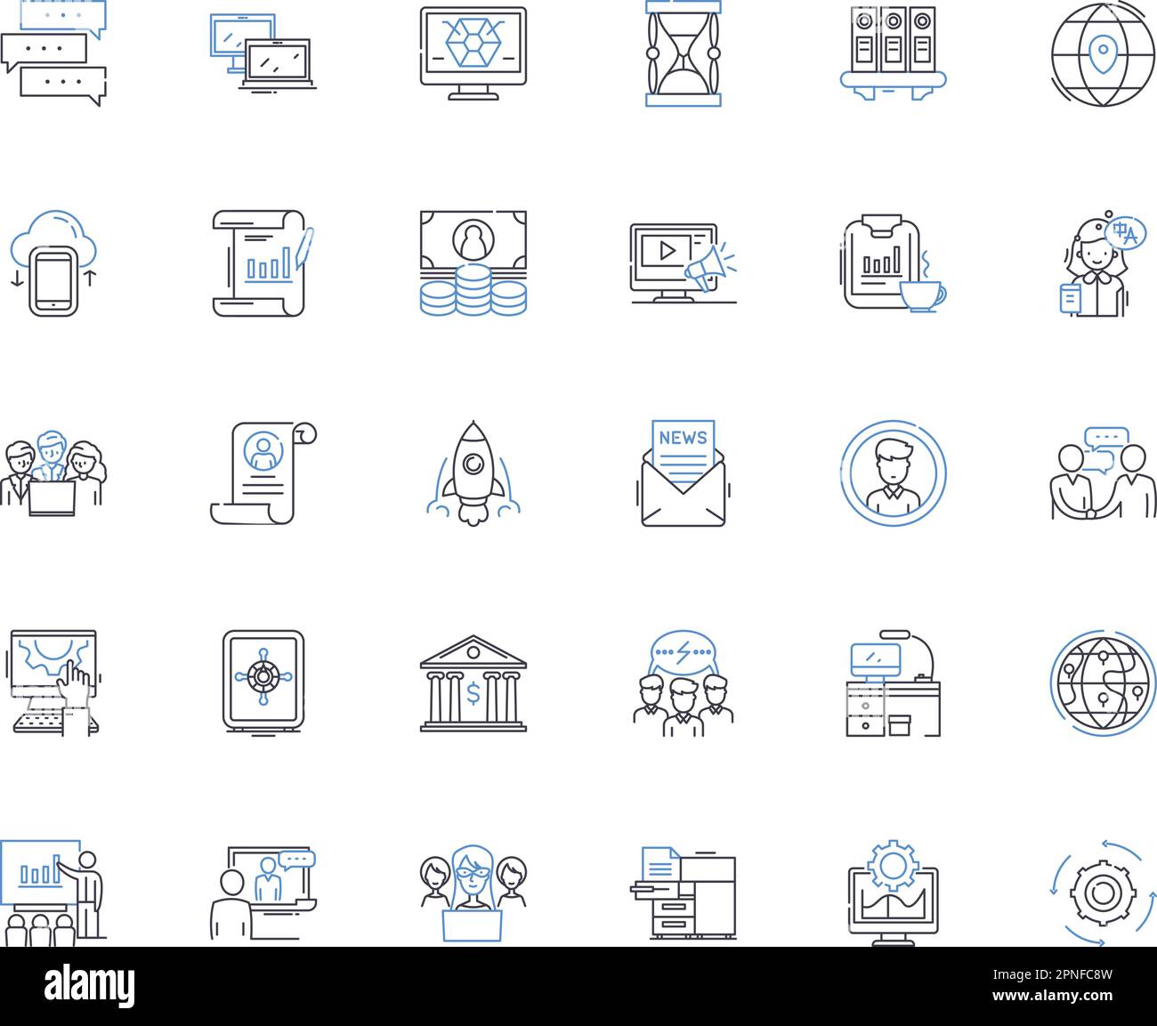 Enterprise premises line icons collection. Office, Warehouse, Factory, Workshop, Storefront, Headquarters, Plant vector and linear illustration Stock Vector