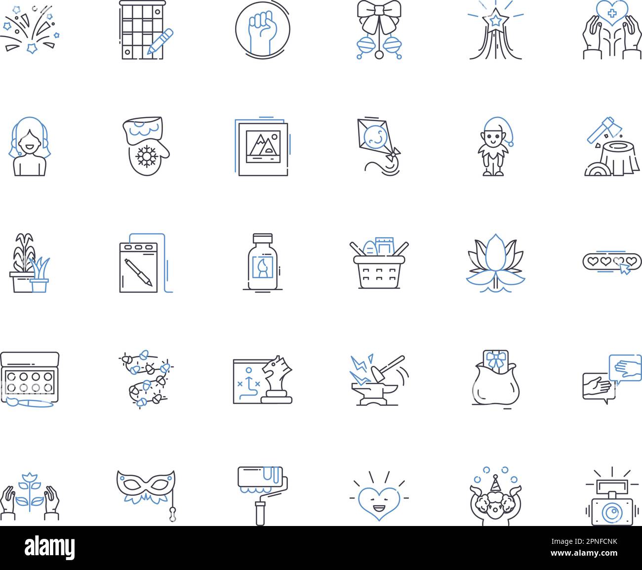 Pastimes line icons collection. Hiking, Baking, Gardening, Painting