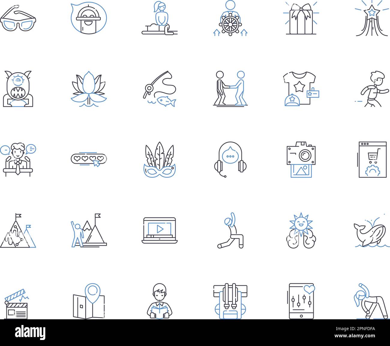 Music and concerts line icons collection. Melody, Rhythm, Harmony, Beat, Soul, Groove, Lyrics vector and linear illustration. Mic,Crowd,Stage outline Stock Vector