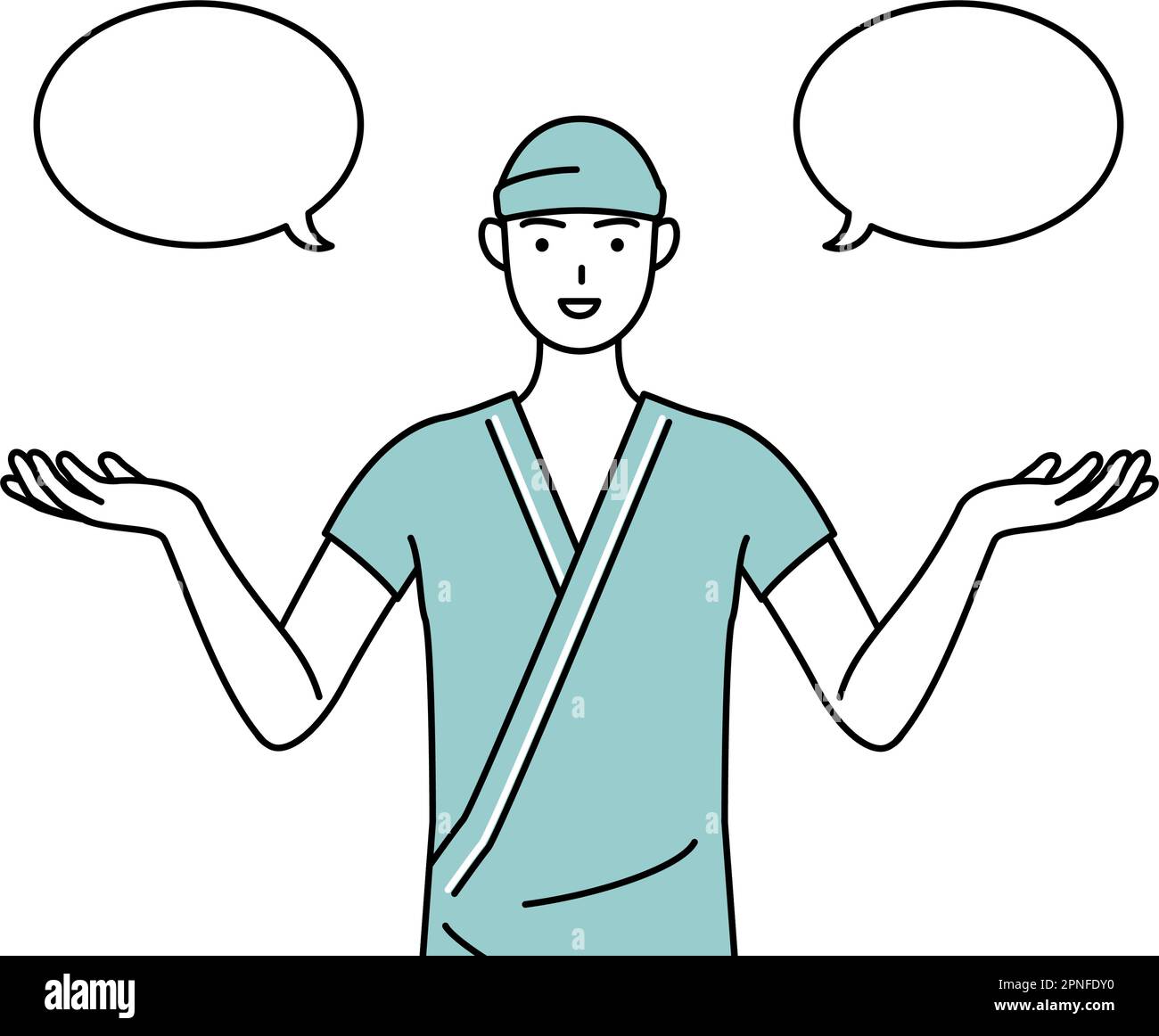 Male admitted patient in hospital gown with wipeout and comparison