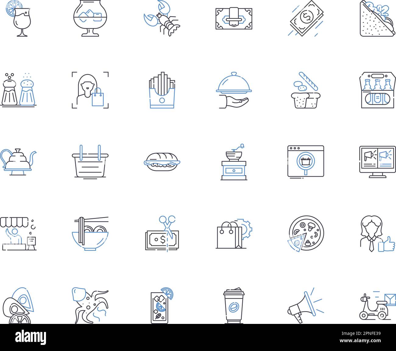 Convenience store line icons collection. Quick, Easy, Convenient, Grab-and-go, Snack, Beverage, Impulse vector and linear illustration. Toiletries Stock Vector