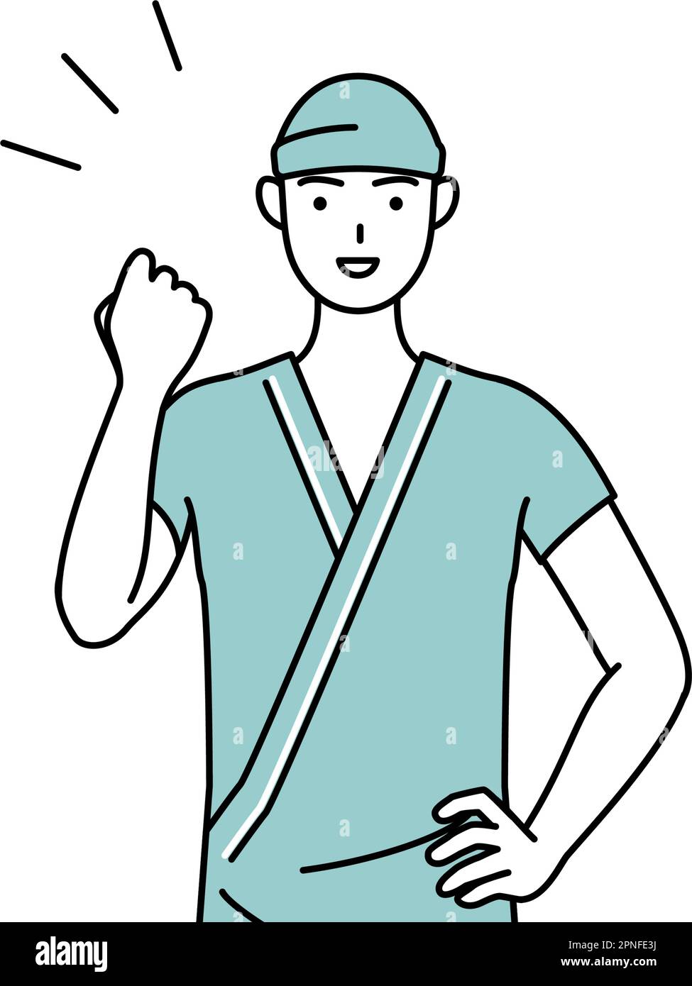 male-admitted-patient-in-hospital-gown-posing-with-guts-vector